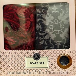 Stylish Scarf Set in Red and Gray